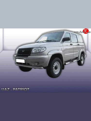 Одинарная защита переднего бампера из трубы диаметром 57 мм Slitkoff Уаз Патриот  3163 5 дв. (2005-2013) дорестайлинг