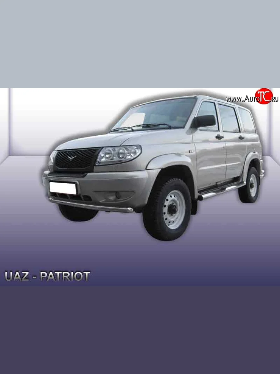 Одинарная защита переднего бампера из трубы диаметром 57 мм Slitkoff  Уаз Патриот (2005-2013) 3163 5 дв. (Цвет: нержавеющая полированная сталь)  в Самаре Самарской области