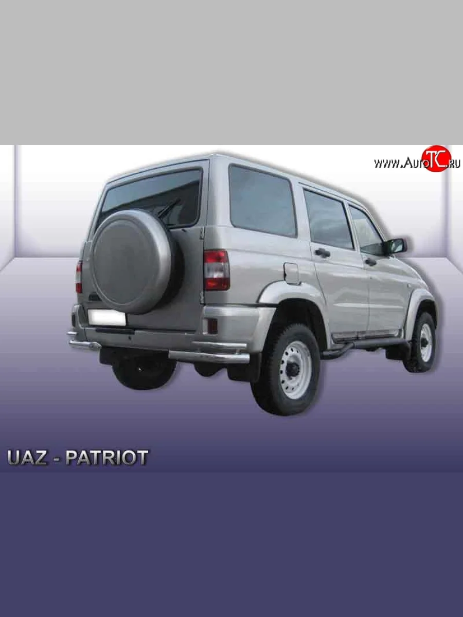Защита заднего бампера из двойных боковых уголков с диаметром труб 76 и 42 мм Slitkoff Уаз Патриот 3163 5 дв. дорестайлинг (2005-2013) (Диаметр труб: 76/42 мм)  с доставкой в г. Керчь