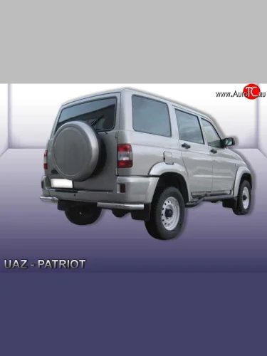Защита заднего бампера из двух боковых уголков диаметром 76 мм Slitkoff Уаз Патриот 3163 5 дв. дорестайлинг (2005-2013)