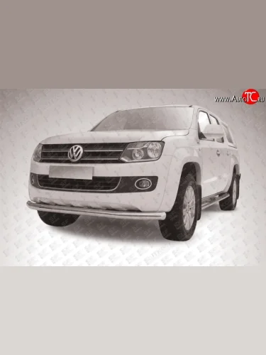 Одинарная защита переднего бампера диаметром 76 мм Slitkoff Volkswagen Amarok (2009-2016) дорестайлинг