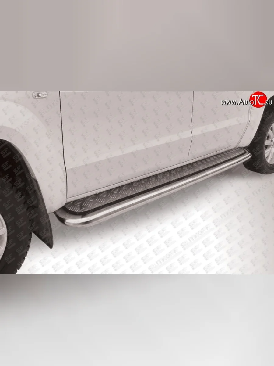Широкая защита порогов Slitkoff  Volkswagen Amarok (2009-2016) (Серебристый лист)  с доставкой в г. Керчь