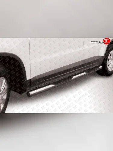 Защита порогов из трубы d76 мм с пластиковыми вставками для ног Slitkoff Volkswagen Tiguan  NF (2011-2017) рестайлинг