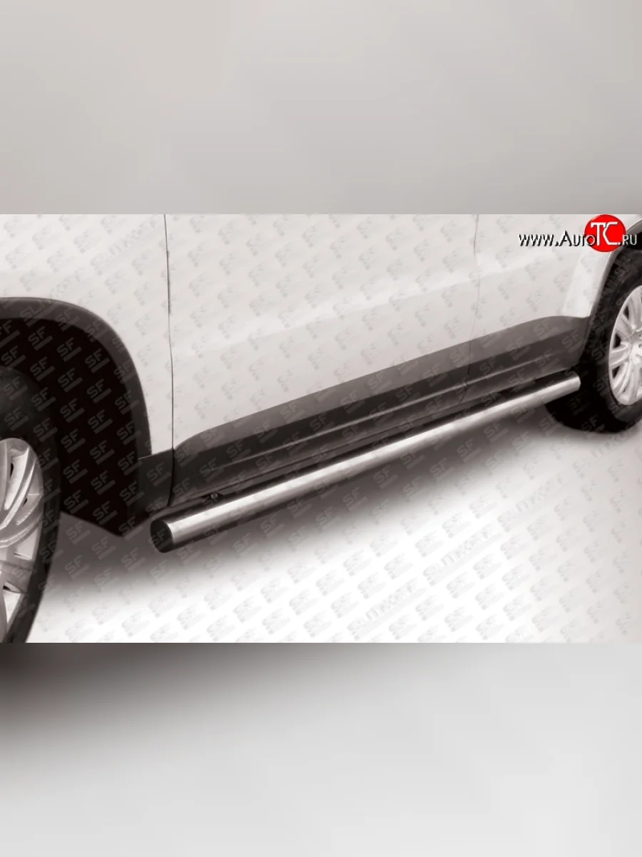 Защита порогов из круглой трубы диаметром 76 мм Slitkoff  Volkswagen Tiguan (2011-2017) NF (Цвет: нержавеющая полированная сталь)  в Самаре Самарской области
