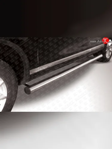 Защита порогов из круглой трубы диаметром 76 мм Slitkoff Volkswagen Touareg  2 NF (2010-2014) дорестайлинг