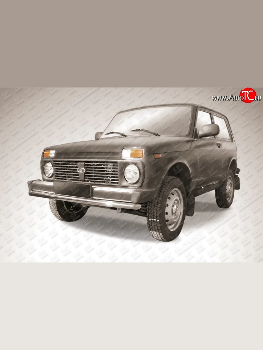 Защита переднего бампера (Ø 57 мм, нержавейка) Slitkoff Лада ВАЗ нива 4х4 2121 (Legend) 3 дв. 2-ой рестайлинг (2021-2025)  в Керчи Республика Крым