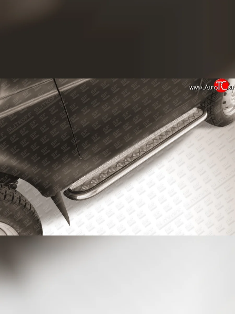 Широкая защита порогов (d42 мм с листом) Slitkoff Лада ВАЗ нива 4х4 2131 (Legend) 5 дв. 2-ой рестайлинг (2021-2025)  в Керчи Республика Крым