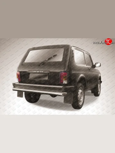 Защита заднего бампера (Ø76 мм, нержавейка) Slitkoff Лада ВАЗ Нива 4х4 2121 3 дв. дорестайлинг (1977-2019)