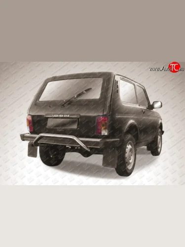 Защита заднего бампера (Ø57 мм волна, нержавейка) Slitkoff Лада ВАЗ Нива 4х4 2121 3 дв. дорестайлинг (1977-2019)