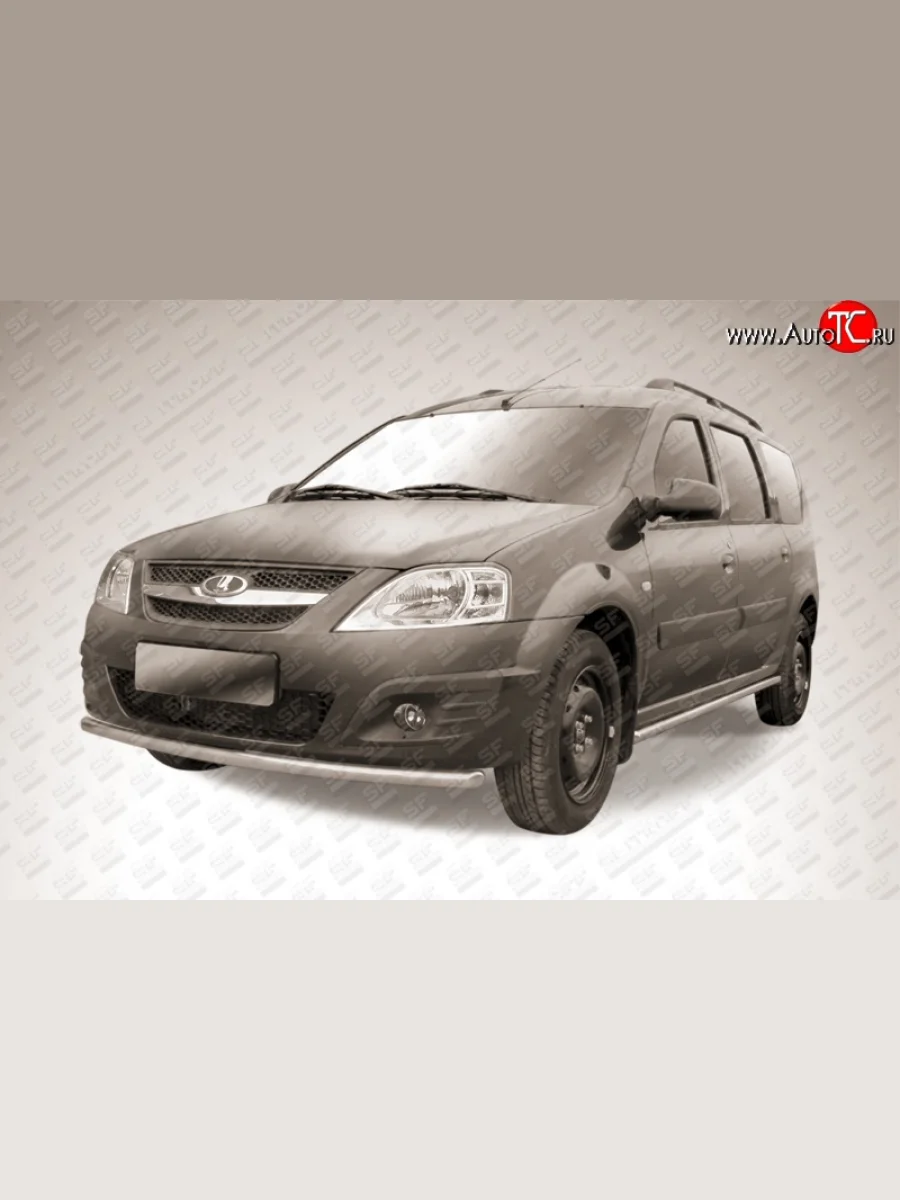 Одинарная защита переднего бампера из трубы диаметром 42 мм Slitkoff Лада ВАЗ Ларгус дорестайлинг R90 (2012-2021) (Цвет: нержавеющая полированная сталь)  с доставкой в г. Пермь