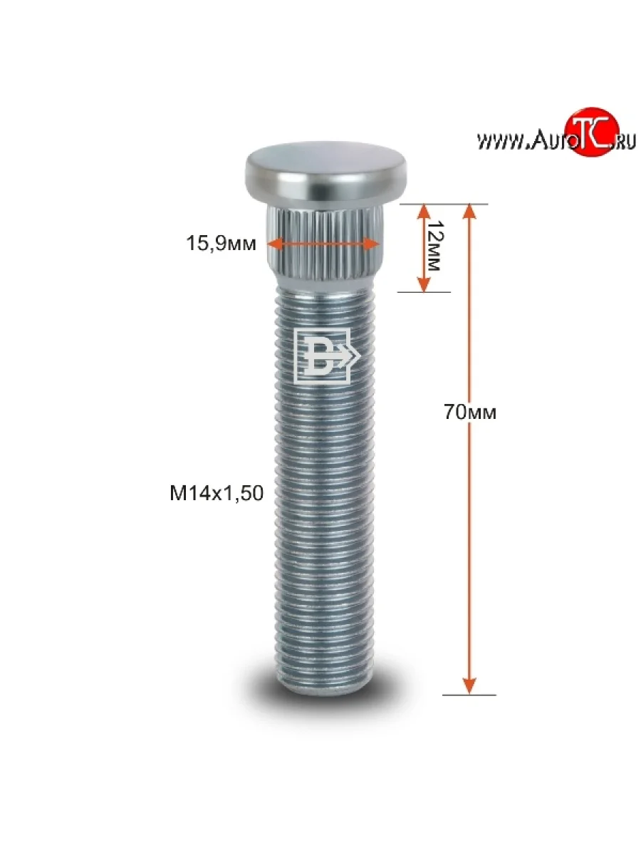 Забивная шпилька 58 мм ступицы Вектор M14 1.5 58 Skoda Scala (2019-2025)