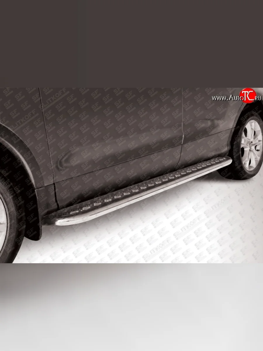Широкая защита порогов Slitkoff (d57, с листом) Ford Kuga 2 дорестайлинг (2013-2016)  в Самаре Самарской области