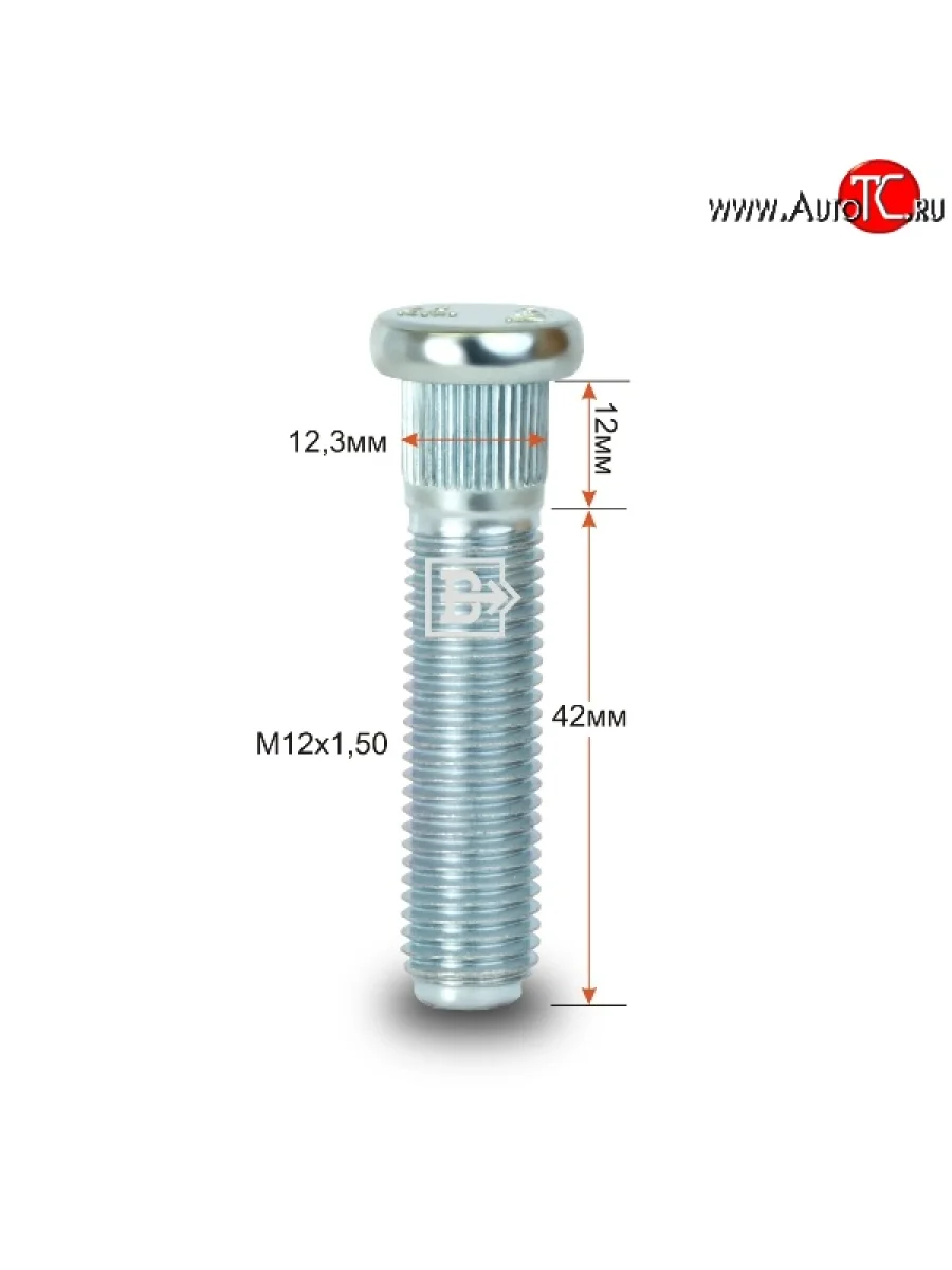 Забивная шпилька 42 мм ступицы Вектор M12x1.5x42 Seat Toledo Mk1 седан (1991-1999)
