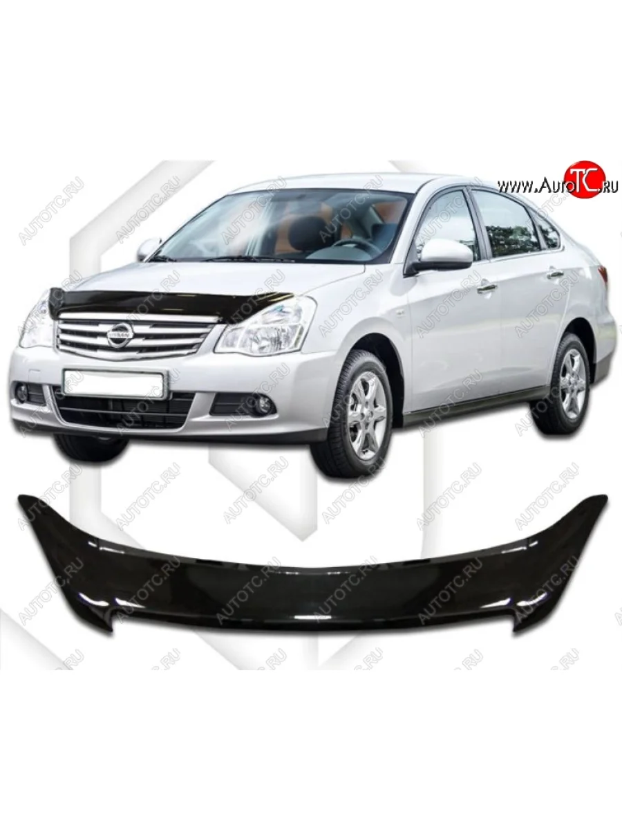 Дефлектор капота CA-Plastic Nissan Bluebird Sylphy G11 седан (2005-2012) (Classic черный, Без надписи)  в Самаре Самарской области