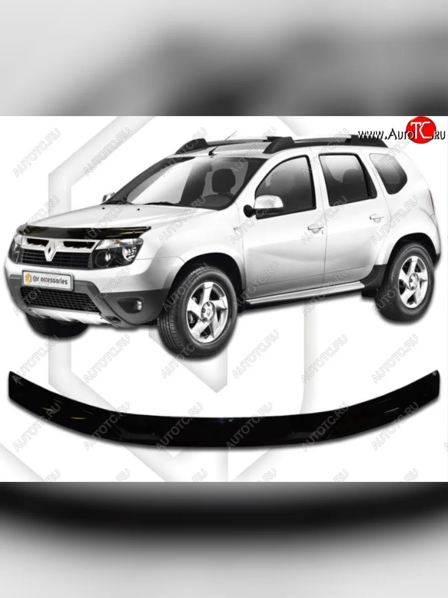 Дефлектор капота CA-Plastic Renault Duster HS дорестайлинг (2010-2015) (Classic черный, Без надписи)  в Керчи Республика Крым