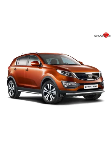 Одинарная защита переднего бампера Petroil-Tuning 63 мм (Нержавеющая полированная сталь) KIA Sportage  3 SL (2010-2014) дорестайлинг