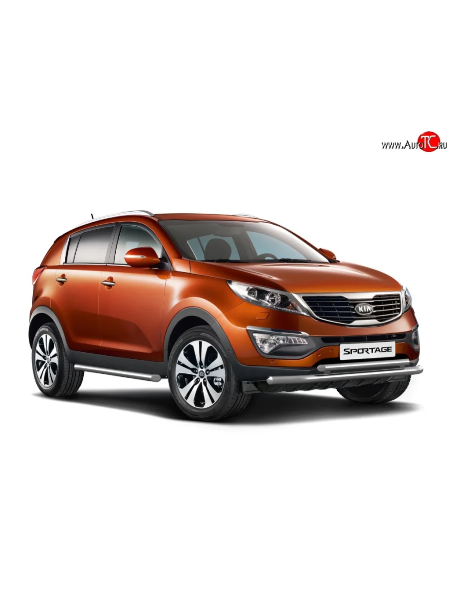 Двойная защита переднего бампера Petroil-Tuning 63 мм KIA Sportage 3 SL дорестайлинг (2010-2014) (Нержавеющая полированная сталь)  в Самаре Самарской области
