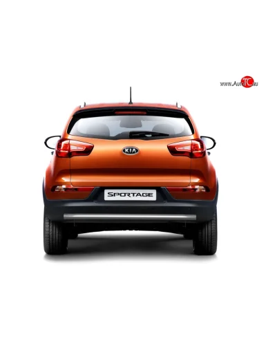 Короткая защита заднего бампера Petroil-Tuning 63 мм (Нержавеющая полированная сталь) KIA Sportage  3 SL (2010-2016) дорестайлинг, рестайлинг