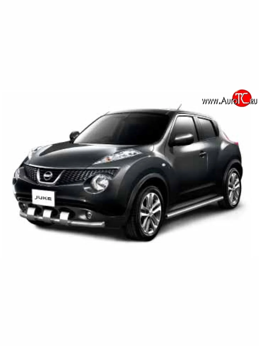 Одинарная защита переднего бампера Petroil-Tuning 63 мм с зубьями Nissan Juke 1 YF15 дорестайлинг (2010-2014) (Нержавеющая полированная сталь)  В Кинешме Ивановской области