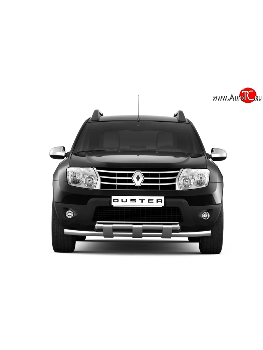 Защита переднего бампера PT GROUP двойная с зубьями Ø63/63мм (НПС) RENAULT Duster 2016-  Renault Duster (2010-2021) HS (Нержавеющая полированная сталь)  в Керчи Республика Крым