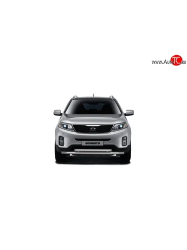 Защита переднего бампера двойная из труб d63/51 мм Petroil Tuning (Нержавеющая полированная сталь) KIA Sorento  XM (2012-2015) рестайлинг
