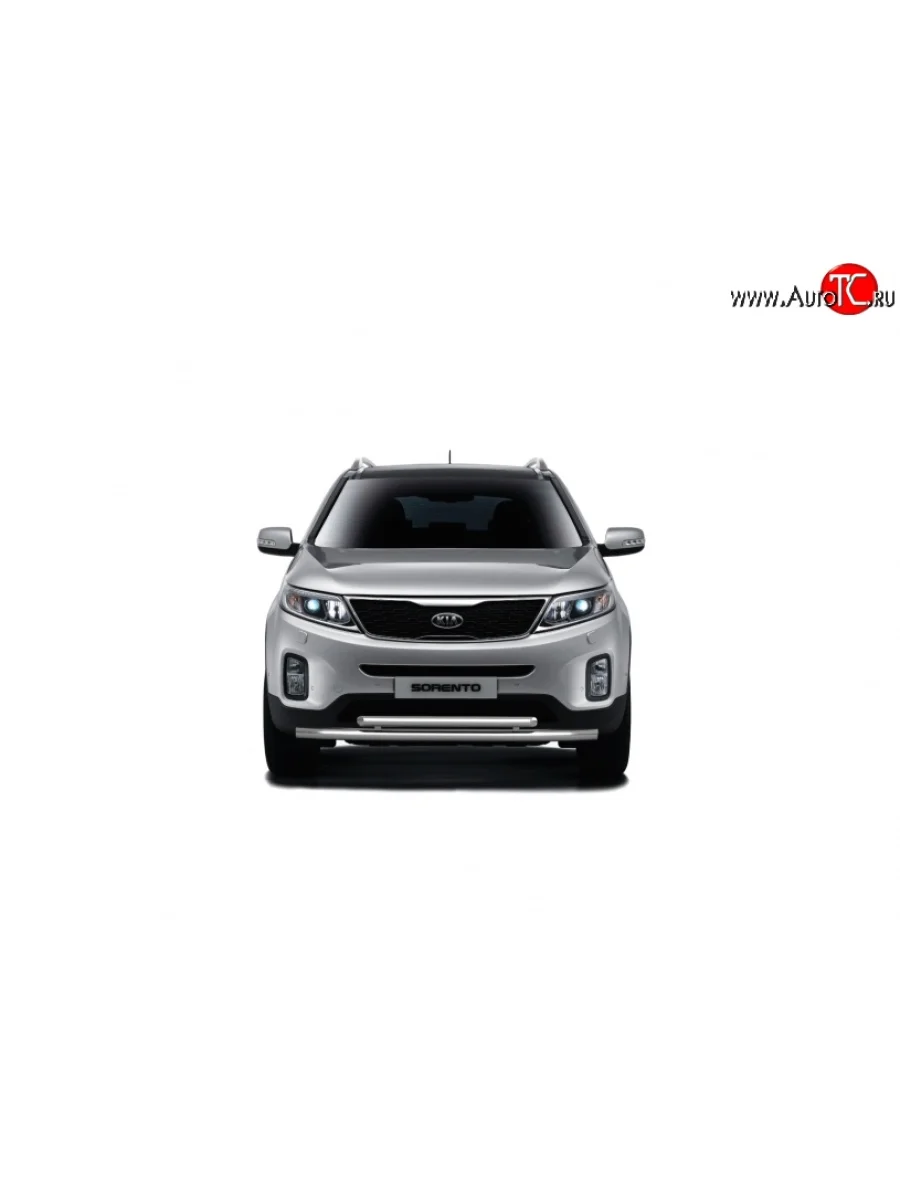Защита переднего бампера двойная из труб d63/51 мм Petroil Tuning KIA Sorento XM рестайлинг (2012-2015) (Нержавеющая полированная сталь)  в Самаре Самарской области