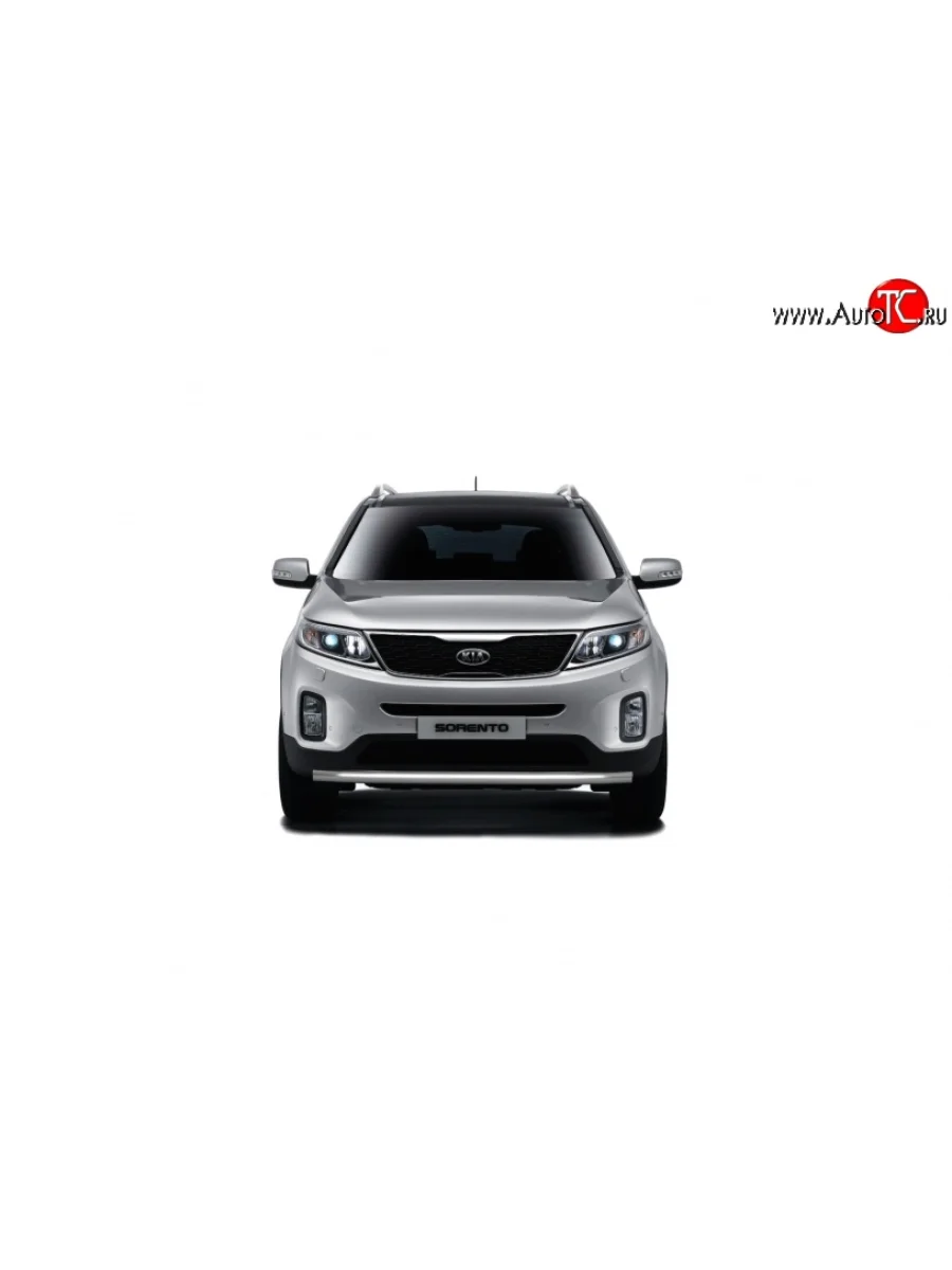 Защита переднего бампера одинарная из трубы d63 мм Petroil Tuning  KIA Sorento (2012-2015) XM (Нержавеющая полированная сталь)  с доставкой в г. Керчь