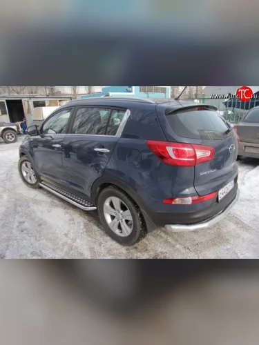 Защита порогов из труб d51 с листом Petroil Tuning (Нержавеющая полированная сталь) KIA Sportage  3 SL (2010-2016) дорестайлинг, рестайлинг