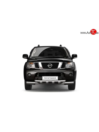 Защита переднего бампера из труб диаметром по 63 мм с зубьями Petroil Tuning Nissan Pathfinder  R51 (2004-2007) дорестайлинг