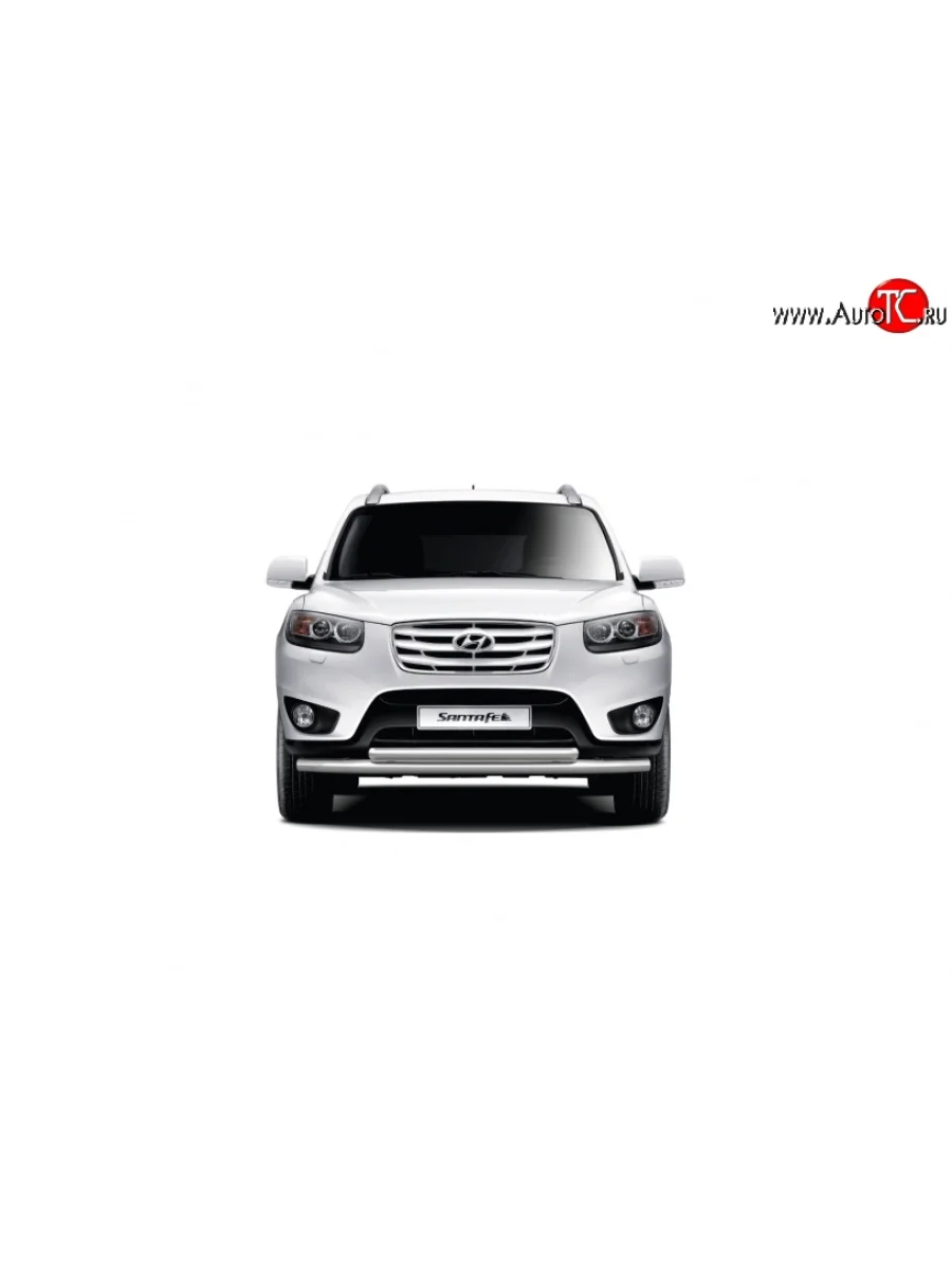 Двойная защита переднего бампера из труб диаметром 63 и 51 мм Petroil Tuning Hyundai Santa Fe DM дорестайлинг (2012-2016) (Нержавеющая полированная сталь)  в Самаре Самарской области