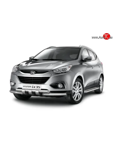 Широкая защита порогов Petroil Tuning (Нержавеющая полированная сталь) Hyundai IX35 LM дорестайлинг (2009-2013)