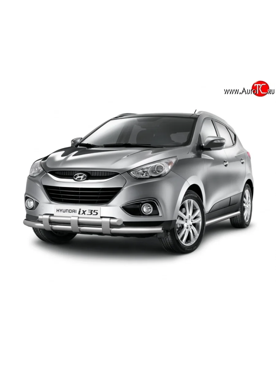 Защита порогов из круглой трубы диаметром 63 мм Petroil Tuning  Hyundai IX35 (2009-2018) LM (Нержавеющая полированная сталь)  с доставкой в г. Керчь