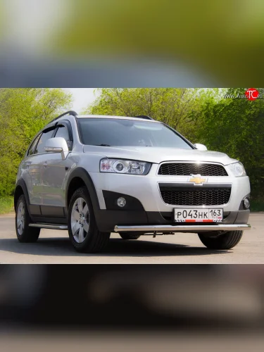 Одинарная защита переднего бампера диаметром 63 мм Petroil Tuning (Нержавейка) Chevrolet Captiva (2011-2013) 1-ый рестайлинг
