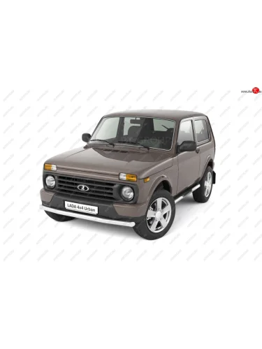 Защита порогов из трубы Ø63 мм с проступью Petroil Tuning (Нержавеющая полированная сталь) Лада ВАЗ Нива 4х4  2121 - нива 4х4 ( 2131,  2121)