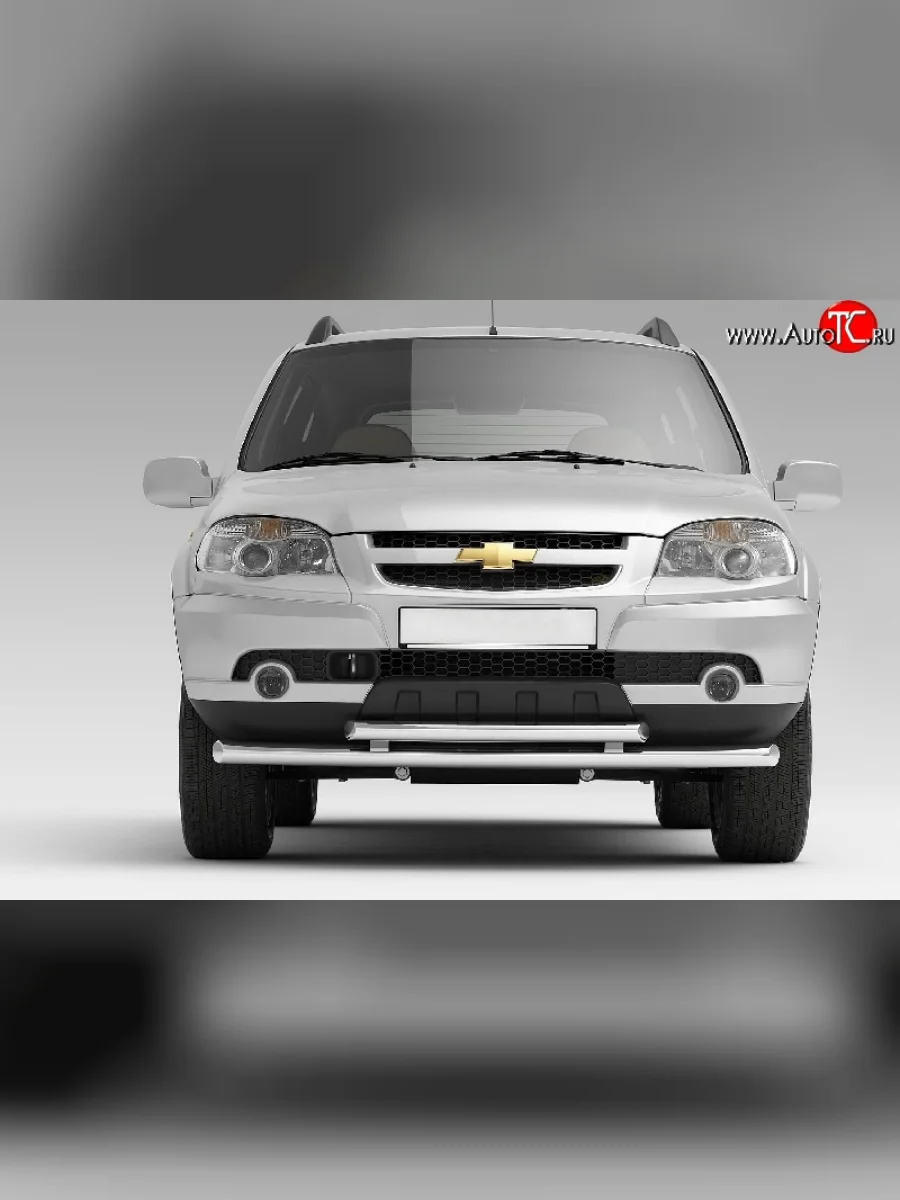 Защита переднего бампера Petroil Tuning (Ø63/51 мм) Chevrolet Niva 2123 рестайлинг (2009-2020) (Нержавеющая полированная сталь)  в Керчи Республика Крым