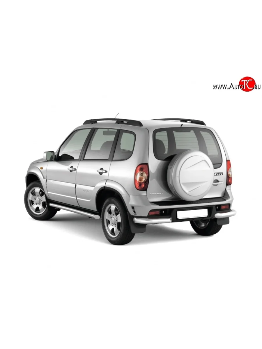 Защита заднего бампера (углы 63 мм) Petroil Tuning Chevrolet Niva 2123 рестайлинг (2009-2020) (Нержавеющая полированная сталь)  в Керчи Республика Крым