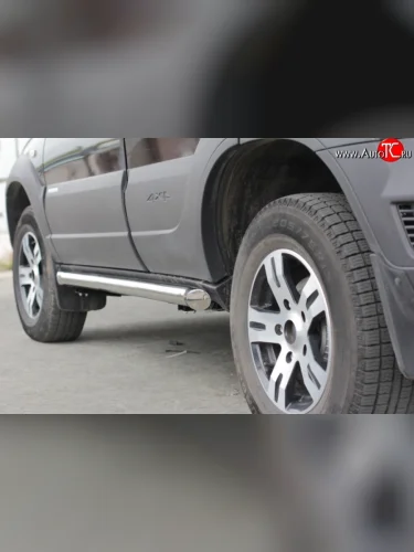 Защита порогов из трубы Ø63 Petroil Tuning (Нержавеющая полированная сталь) Chevrolet Niva  2123 (2009-2020), Лада ВАЗ 2123 (Нива Шевроле) (2009-2021)