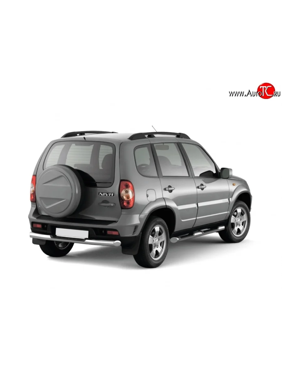 Защита порогов из трубы Ø76 мм с проступью Petroil Tuning  Chevrolet Niva (2009-2020), Лада ВАЗ 2123 (Нива Шевроле) (2009-2021) (Нержавеющая полированная сталь)  с доставкой в г. Керчь