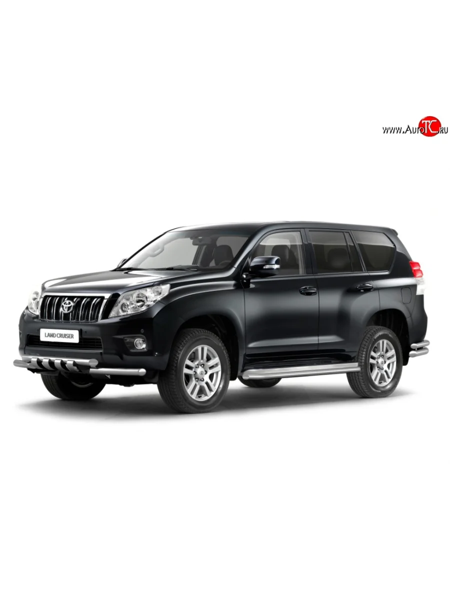 Защита порогов из трубы Ø51 Petroil Tuning.  Toyota Land Cruiser Prado (2009-2013) J150 (Нержавеющая полированная сталь)  с доставкой в г. Керчь