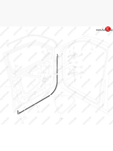 Внешний нижний уплотнитель левой передней двери VAG  