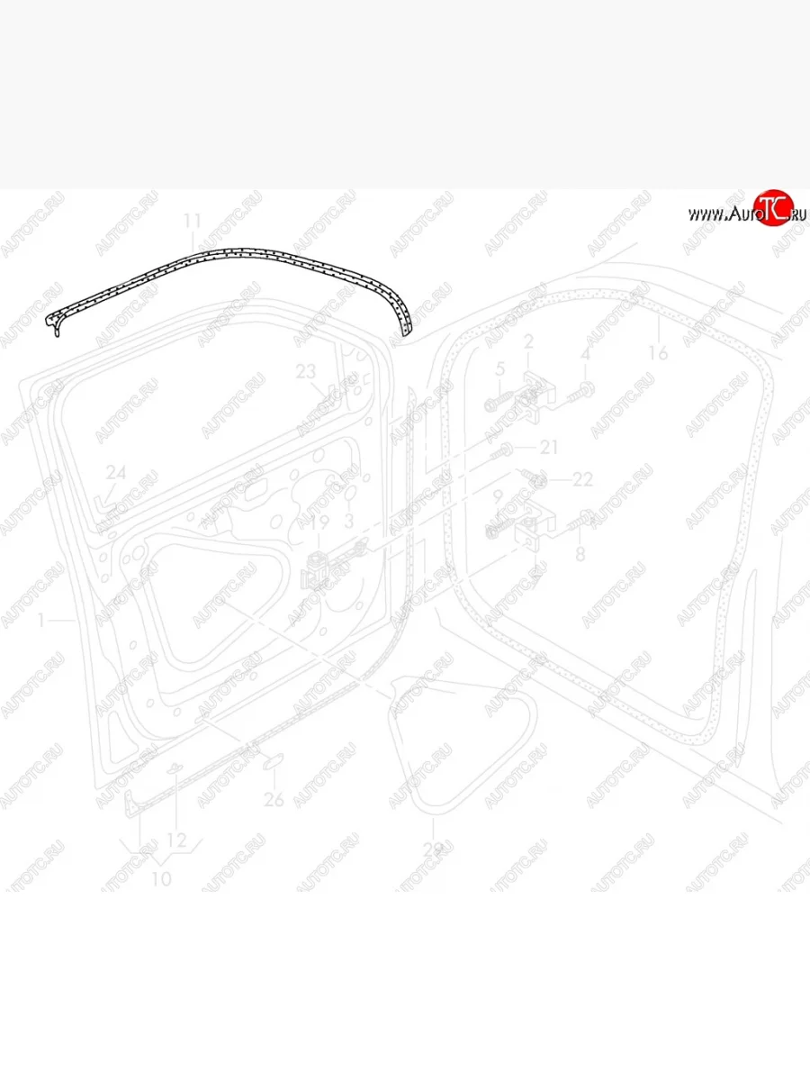 Внешний верхний уплотнитель правой передней двери VAG  Volkswagen Amarok (2009-2016)  в Самаре Самарской области