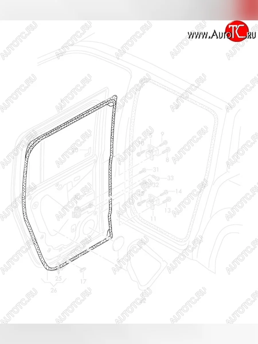 Внешний уплотнитель левой задней двери VAG  Volkswagen Amarok (2009-2016)  в Самаре Самарской области