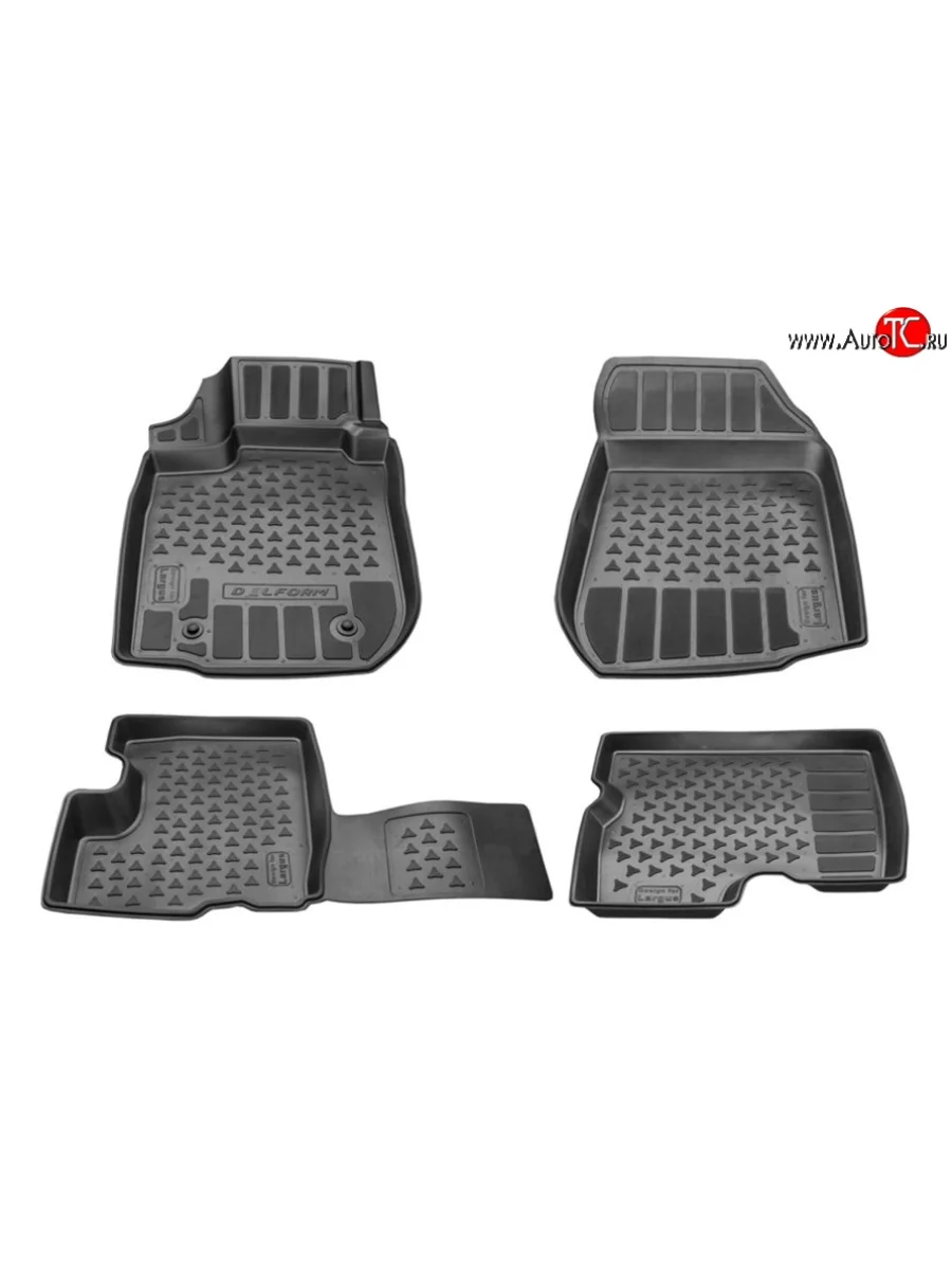 Комплект ковриков в салон Delform 4 шт. (полиуретан, без 3-го ряда) Лада ВАЗ Ларгус дорестайлинг R90 (2012-2021)  с доставкой в г. Пермь