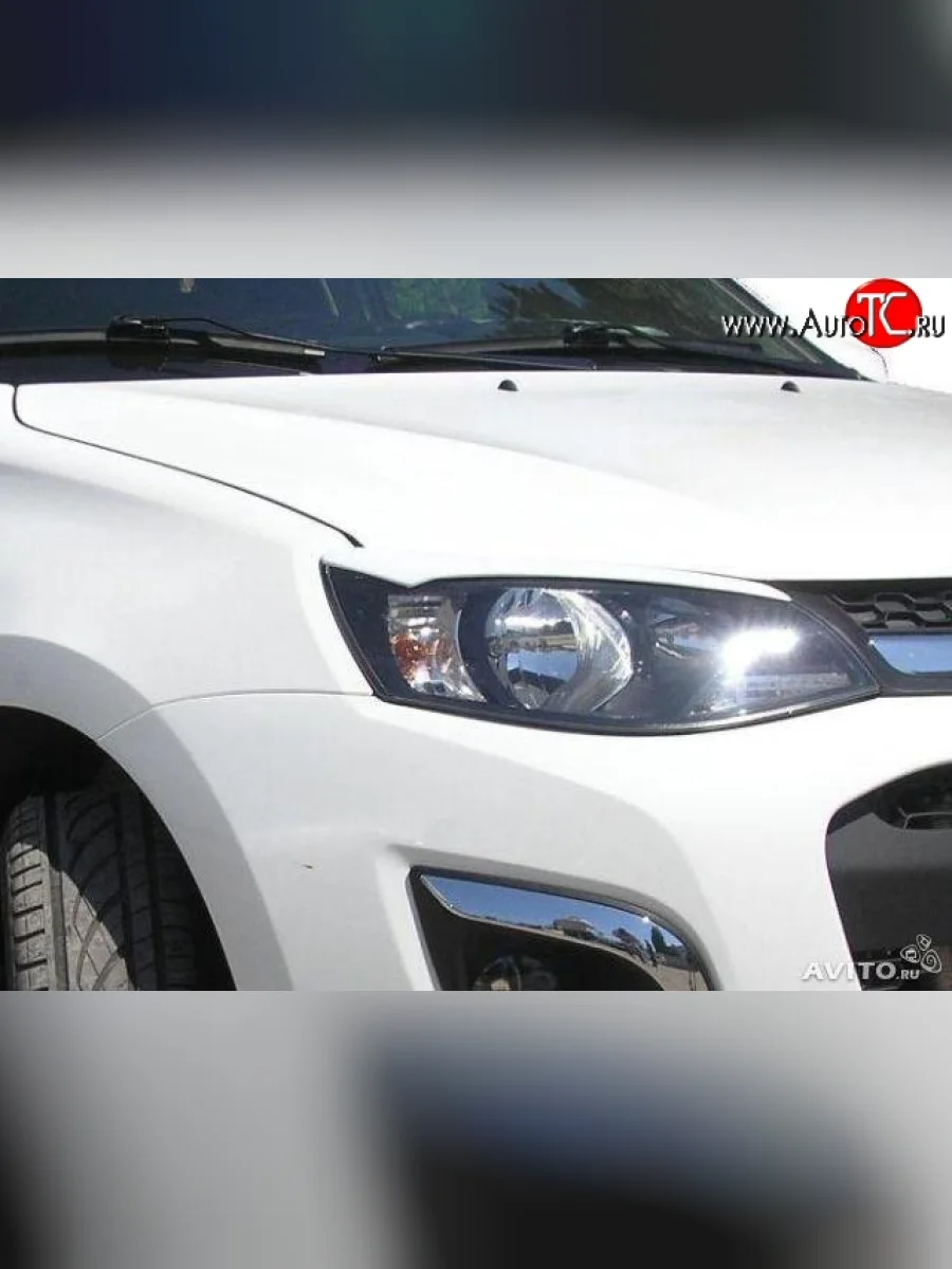 Реснички на фары Кураж узкие Лада ВАЗ Калина 2194 универсал (2014-2018) (Неокрашенные)  в Керчи Республика Крым