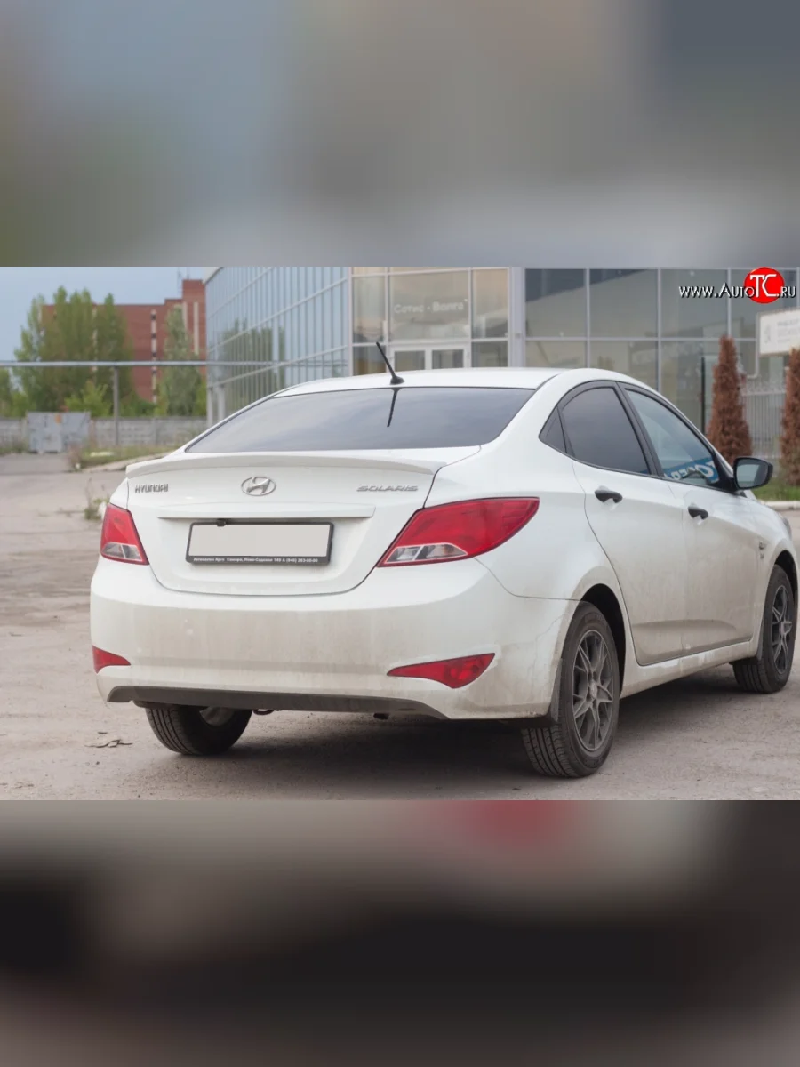 Лип спойлер Кураж средний Hyundai Solaris RBr седан рестайлинг (2014-2017) (Неокрашенный)  в Перми Пермском крае