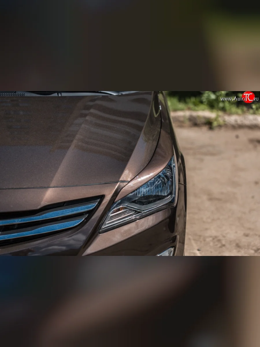 Реснички на фары Кураж Hyundai Solaris RBr седан рестайлинг (2014-2017) (Неокрашенные)  в Воронеже Воронежской области