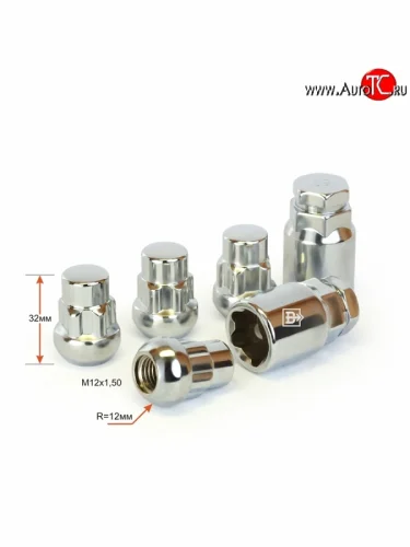 Гайка секретка (комплект гаек) (пос.место: сфера) диска колеса Вектор M12 1.5 