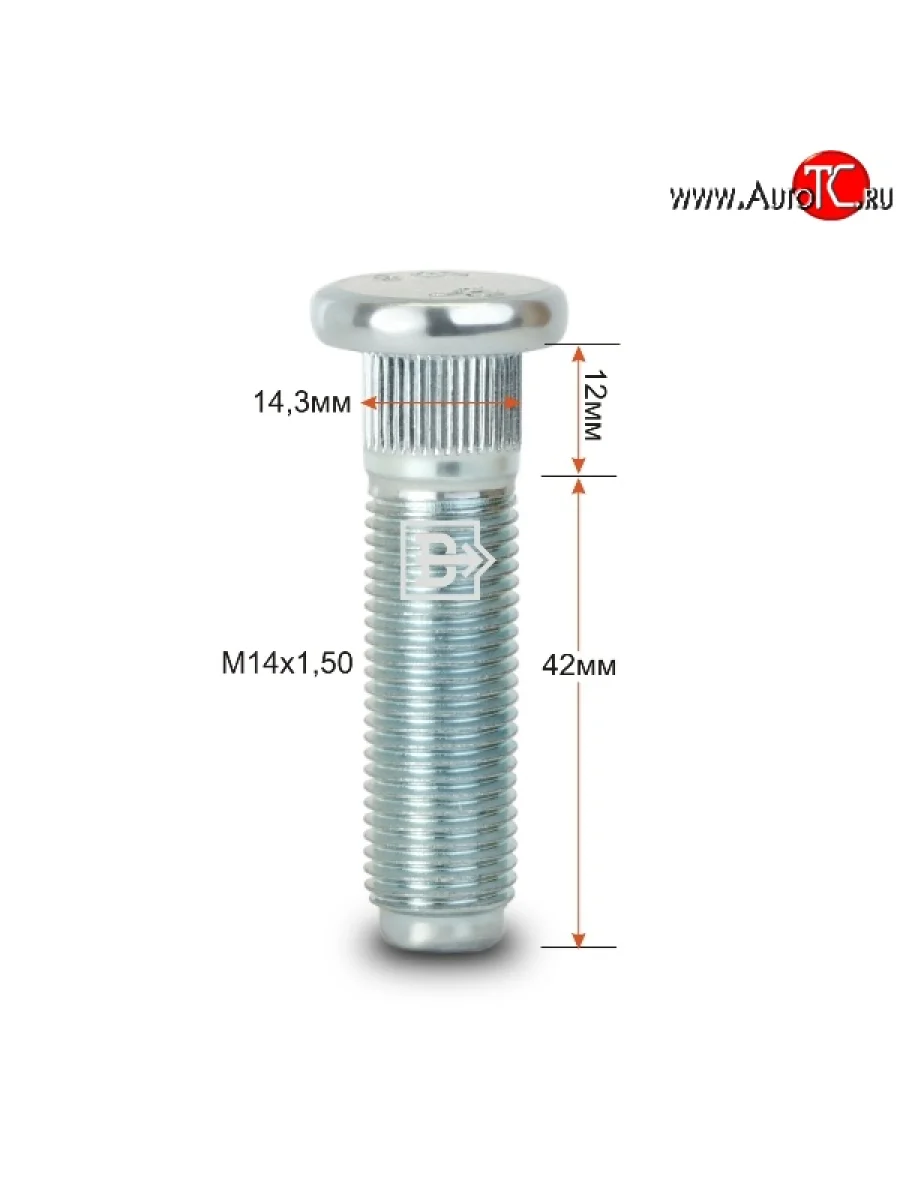Забивная шпилька 42 мм ступицы Вектор M14 1.5 42 Seat Ibiza Mk2,6K хэтчбэк 3 дв. рестайлинг (1999-2002)