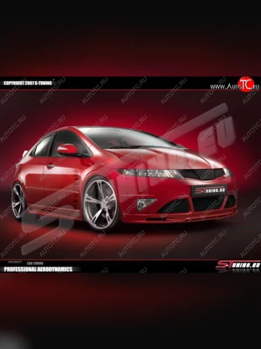Пороги накладки S-tuning Honda Civic FK,FN хэтчбэк 5 дв. дорестайлинг (2005-2008)