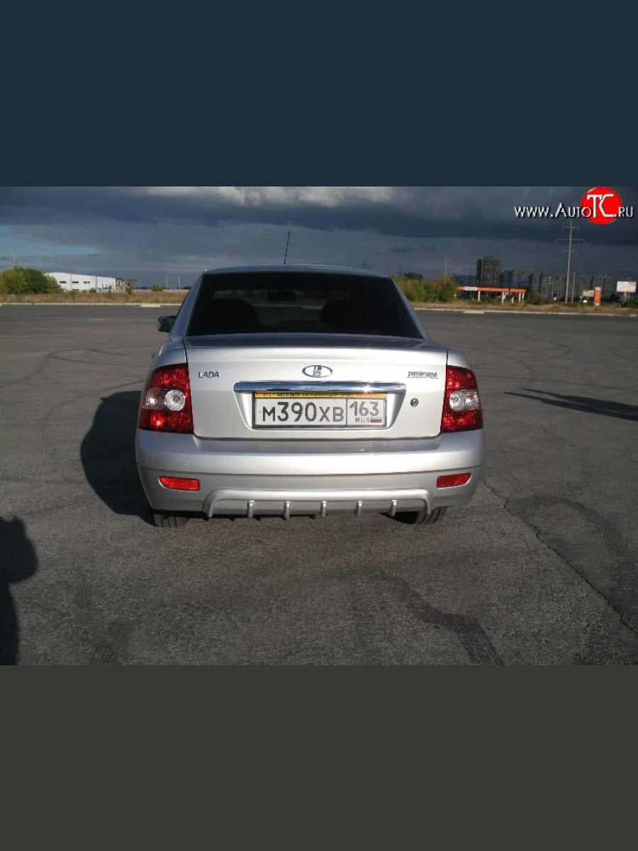 Накладка Фанат-Спорт v1 Люкс на задний бампер  Лада ВАЗ Приора (2007-2014) 2170 (Неокрашенная)  с доставкой в г. Керчь